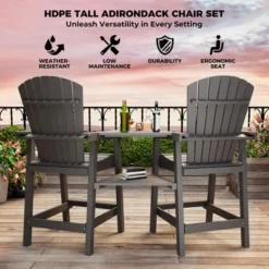 Outdoor Recycled Poly Adirondack Barstools Set Of 2 – Tall Weatherproof Bar Height Chairs W/ Removable Tray, Gray (350lb Capacity) 9 Outdoor Recycled Poly Adirondack Barstools Set Of 2 – Tall Weatherproof Bar Height Chairs W/ Removable Tray, Gray (350lb Capacity) -Garvee Sales GUEST 8479f4f0 9402 4157 82d3 8a1281968dae