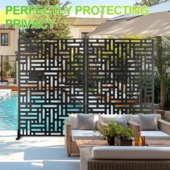 Metal Privacy Screen Outdoor 71"x47", Freestanding Decorative Privacy Fence Panel For Patio, Balcony, Deck, Garden, Black 11 Metal Privacy Screen Outdoor 71"x47", Freestanding Decorative Privacy Fence Panel For Patio, Balcony, Deck, Garden, Black -Garvee Sales GUEST 84e714d4 2bf4 4659 a389 6bd510720578