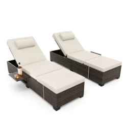 Garvee Patio Lounge Chairs, 2-Piece PE Wicker Patio Lounge Set, Adjustable Rattan Chaise Chairs W/Storage Table, Outdoor Pool Furniture -Garvee Sales GUEST 850d85a9 8247 4da3 b1bc d56e5658538e 2