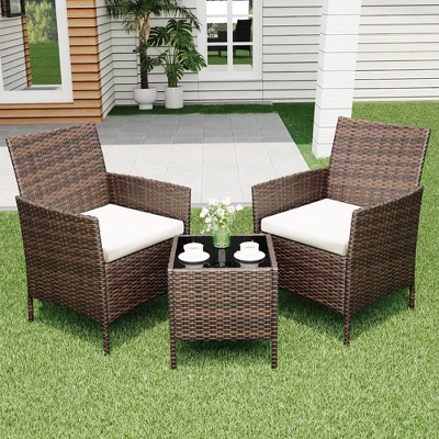 Patio Furniture Set 3 Pieces,Outdoor Patio Conversation Sets, PE Rattan Wicker Furniture Sets With 2 Chairs 12 Patio Furniture Set 3 Pieces,Outdoor Patio Conversation Sets, PE Rattan Wicker Furniture Sets With 2 Chairs - Image 12