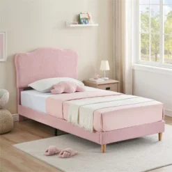 Twin Bed Frame, Twin Size Bed Frame With Cute Upholstered Headboard, Velvet Sturdy Platform Bedframe For Girls And Boys -Garvee Sales GUEST 878d03f4 dd35 4f3c 8dba 3cbde57a936c