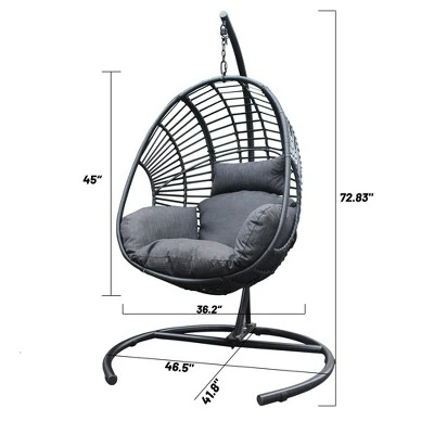 Outdoor Egg Chair, Hanging Egg Chair With Big Size Seat, Cushion, Large Base, Handcraft Weaving Swing Egg Chair For Courtyard, Garden 4 Outdoor Egg Chair, Hanging Egg Chair With Big Size Seat, Cushion, Large Base, Handcraft Weaving Swing Egg Chair For Courtyard, Garden - Image 4