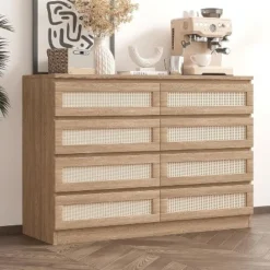 8-Drawer Rattan Double Dresser, Modern Wooden Storage Chest For Bedroom, Nursery, Closet, Living Room, And Entryway 14 8-Drawer Rattan Double Dresser, Modern Wooden Storage Chest For Bedroom, Nursery, Closet, Living Room, And Entryway -Garvee Sales GUEST 88053fb2 33e1 4b86 bee9 021e5af27991