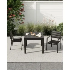 Expandable Patio Table, Extendable Outdoor Dining Table Set For 4-6 Persons, Aluminum Slat Frame Perfect For Backyard, Deck, Porch -Garvee Sales GUEST 8858e175 f807 47b2 97b7 44d3adfbc35d