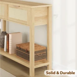 Entryway Table With Drawers, Rattan Console Table With Storage, Boho 2-Tier Sofa Table For Living Room And Hallway 15 Entryway Table With Drawers, Rattan Console Table With Storage, Boho 2-Tier Sofa Table For Living Room And Hallway -Garvee Sales GUEST 8886c272 ead7 4f00 bffc 005e93a1adad 1