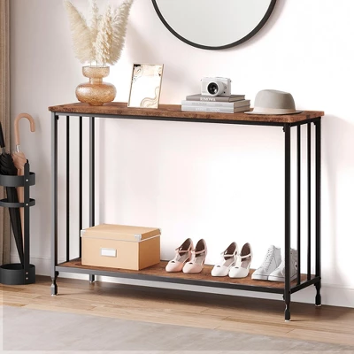 Narrow Console Table, Small Entryway Table With Engineered Wood Shelf And Metal Frame 7 Narrow Console Table, Small Entryway Table With Engineered Wood Shelf And Metal Frame - Image 7