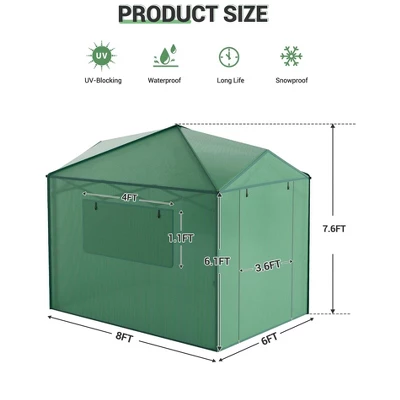 Portable Greenhouse, Instant Pop-Up Plant Gardening Green House Canopy, Outdoor Grow Tent With Zippered Doors, Roll-Up Side Windows 1 Portable Greenhouse, Instant Pop-Up Plant Gardening Green House Canopy, Outdoor Grow Tent With Zippered Doors, Roll-Up Side Windows