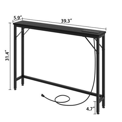 Garvee 5.9" Narrow Sofa Table With Outlets, Skinny Console Table With Storage, Slim Behind Couch Table For Living Room, Hallway, Foyer 2 Garvee 5.9" Narrow Sofa Table With Outlets, Skinny Console Table With Storage, Slim Behind Couch Table For Living Room, Hallway, Foyer - Image 2