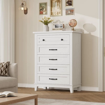 Freestanding 41.3" Tall Vertical Drawer Dresser With Storage , Wooden Closet Storage Chest For Living Room, Bedroom, Entryway, Bedroom 11 Freestanding 41.3" Tall Vertical Drawer Dresser With Storage , Wooden Closet Storage Chest For Living Room, Bedroom, Entryway, Bedroom - Image 11