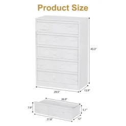 Garvee 5 Tall Wooden Drawer Dresser, Modern 5 Chest Of Drawers With Storage Freestanding, For Bedroom, Living Room, White 11 Garvee 5 Tall Wooden Drawer Dresser, Modern 5 Chest Of Drawers With Storage Freestanding, For Bedroom, Living Room, White -Garvee Sales GUEST 899f77de 0837 4187 a1b2 7b9b1d495bcd