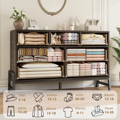 7 Dresser For Bedroom, 52" Wide Dresser, Wide Drawer With Storage Freestanding, Wooden Storage Chest For Living Room, Bedroom 4 7 Dresser For Bedroom, 52" Wide Dresser, Wide Drawer With Storage Freestanding, Wooden Storage Chest For Living Room, Bedroom - Image 4