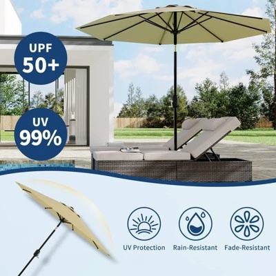 Garvee 10Ft Patio Umbrella, 8 Sturdy Ribs Outdoor Table Umbrella With Crank Lift & Push Button Tilt - Market Umbrella For Pool, Deck, Yard 4 Garvee 10Ft Patio Umbrella, 8 Sturdy Ribs Outdoor Table Umbrella With Crank Lift & Push Button Tilt - Market Umbrella For Pool, Deck, Yard - Image 4