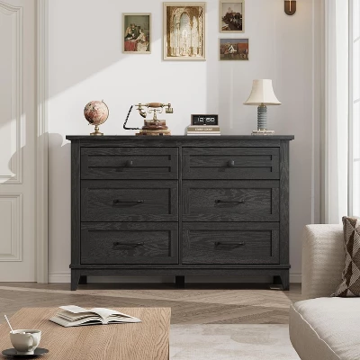 6 Dresser For Bedroom, 47" Wide Drawer Dresser With Storage Freestanding, Wooden Closet Storage Chest For Living Room, Bedroom, Entryway 2 6 Dresser For Bedroom, 47" Wide Drawer Dresser With Storage Freestanding, Wooden Closet Storage Chest For Living Room, Bedroom, Entryway - Image 2