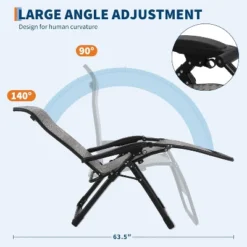 Adjustable Recliner Lounge Chair – 330lbs Capacity, Foldable Design With Wide Armrests For Poolside, Patio, Balcony (Blac