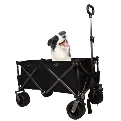 Folding Wagon Cart, Collapsible Wagon With 2 Cup Bags, Extra Cover, 4 Big Wheels, Telescopic Handle, Heavy Duty Utility Cart 6 Folding Wagon Cart, Collapsible Wagon With 2 Cup Bags, Extra Cover, 4 Big Wheels, Telescopic Handle, Heavy Duty Utility Cart - Image 6