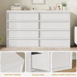 Garvee 8 Drawer Dresser For Bedroom, 54" White Double Dresser Organizer With Concave Handle, Modern Chest Of Drawer For Bedroom Living Room Nursery 9 Garvee 8 Drawer Dresser For Bedroom, 54" White Double Dresser Organizer With Concave Handle, Modern Chest Of Drawer For Bedroom Living Room Nursery -Garvee Sales GUEST 8bd611a6 8389 42d1 8fd1 2560f8fd76aa