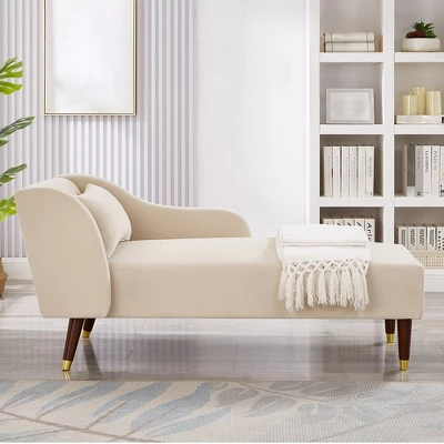 Modern Velvet Chaise Lounge Chair, Upholstered Arm Chaise Lounge With Curved Armrest, Sleeper Lounge Sofa Couch For Bedroom Office Living Room 2 Modern Velvet Chaise Lounge Chair, Upholstered Arm Chaise Lounge With Curved Armrest, Sleeper Lounge Sofa Couch For Bedroom Office Living Room - Image 2