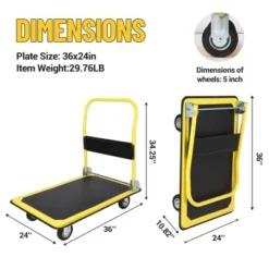 Garvee Moving Platform Hand Truck, 29×19 Inch Foldable Push Cart Dolly With 330 Lbs Weight Capacity, Heavy Duty Rolling Cart With Smooth Wheels, Blue