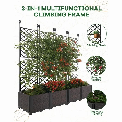 Plastic Plant Box With Plastic Trellis, With Trellis Planter For Climbing Plant Outdoor Planter Box Privacy Screen, For Backyard Patio 2 Plastic Plant Box With Plastic Trellis, With Trellis Planter For Climbing Plant Outdoor Planter Box Privacy Screen, For Backyard Patio - Image 2