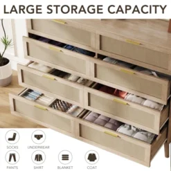 8-Drawers Rattan Dresser For Bedroom, 47 Inch Modern Chest Of Drawers With Metal Handle, Wooden Dresser TV Stand 10 8-Drawers Rattan Dresser For Bedroom, 47 Inch Modern Chest Of Drawers With Metal Handle, Wooden Dresser TV Stand -Garvee Sales GUEST 8e1a81cd 6283 4ca4 a2cd b4b38b34fc70