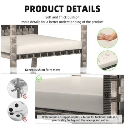 Whizmax 3 Pieces Patio Furniture Set, Indoor/Outdoor Rattan Sectional Sofa Conversation Bistro Set For Garden Balcony Backyard Porch Lawn 5 Whizmax 3 Pieces Patio Furniture Set, Indoor/Outdoor Rattan Sectional Sofa Conversation Bistro Set For Garden Balcony Backyard Porch Lawn - Image 5