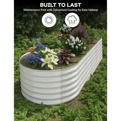 Galvanized Raised Garden Bed Outdoor, 2 Pcs 10x4x1.5 Ft Oval Metal Planter Box For Flowers, Vegetables, Herbs- Beige 5 Galvanized Raised Garden Bed Outdoor, 2 Pcs 10x4x1.5 Ft Oval Metal Planter Box For Flowers, Vegetables, Herbs- Beige - Image 5