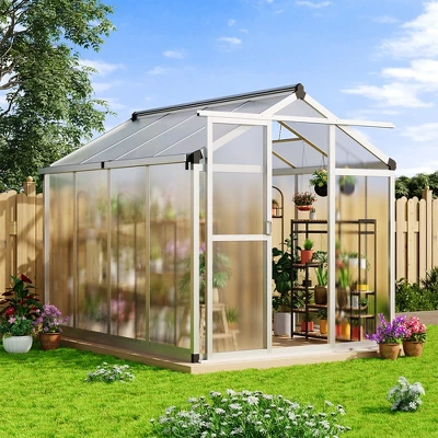 Whizmax 6' X 8' Greenhouse, Upgraded Polycarbonate Green House With Vent, Aluminum Frame, Greenhouses For Outdoors For Yard, Garden, Hobby 8 Whizmax 6' X 8' Greenhouse, Upgraded Polycarbonate Green House With Vent, Aluminum Frame, Greenhouses For Outdoors For Yard, Garden, Hobby - Image 8