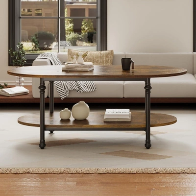 Whizmax Oval Coffee Table Unique Tea Table, Cocktail Table Low Storage Coffee Table 2 Tier Center Table For Living Room 1 Whizmax Oval Coffee Table Unique Tea Table, Cocktail Table Low Storage Coffee Table 2 Tier Center Table For Living Room