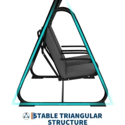 2-Person Outdoor Patio Swing Chair – Adjustable Canopy, Removable Cushions & Heavy-Duty Steel Frame (Dark Grey) 13 2-Person Outdoor Patio Swing Chair – Adjustable Canopy, Removable Cushions & Heavy-Duty Steel Frame (Dark Grey) -Garvee Sales GUEST 8f9392d2 420b 43d6 a888 49da08bdfb6a