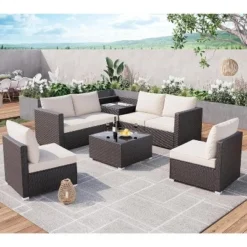 Garvee 5 Piece Outdoor Patio Furniture Sets, Wicker Conversation Set For Porch Deck, Rattan Sofa Chair With Cushion -Garvee Sales GUEST 8fa64227 6e48 4263 9852 eef1a0ccd7d5