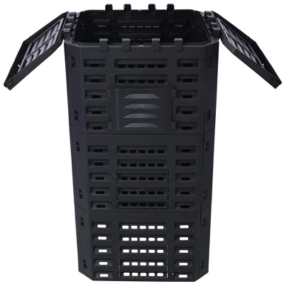 Garden Composter Bin Made From Recycled Plastic, Outdoor Compost Bin, 90/132 Gallons Large Compost Bin,abstract,black,25in,2.08ft 2 Garden Composter Bin Made From Recycled Plastic, Outdoor Compost Bin, 90/132 Gallons Large Compost Bin,abstract,black,25in,2.08ft - Image 2