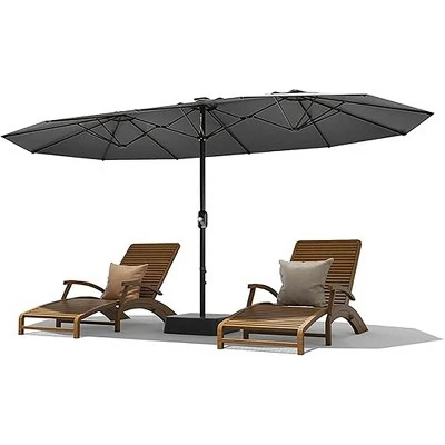 15FT Large Patio Double-Sided Rectangle Market Umbrella With Base For Poolside Lawn Backyard 10 15FT Large Patio Double-Sided Rectangle Market Umbrella With Base For Poolside Lawn Backyard - Image 10