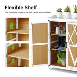 Potting Bench Outdoor Cabinet With Metal Tabletop, Workbenches With Adjustable Shelf, Wooden Storage Cabinets Waterproof For Garden Patio Lawn 12 Potting Bench Outdoor Cabinet With Metal Tabletop, Workbenches With Adjustable Shelf, Wooden Storage Cabinets Waterproof For Garden Patio Lawn -Garvee Sales GUEST 9069f5c8 499a 420e 82e2 fbc76b4f9cbc