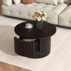 Round Coffee Table With Storage, 30.5" Wooden Center Table With Drawer, Accent Cocktail End Table For Living Room Bedroom Office -Garvee Sales GUEST 90706f66 2c4d 4031 82e1 49d428727c03