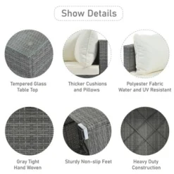 8-Pieces Patio Furniture Set, Sectional Couch With 2 Ottomans, Coffee Table, Corner Sofa, 4 Single Sofa, Anti Slip Feet, For Garden, Beige 12 8-Pieces Patio Furniture Set, Sectional Couch With 2 Ottomans, Coffee Table, Corner Sofa, 4 Single Sofa, Anti Slip Feet, For Garden, Beige -Garvee Sales GUEST 90cb4f57 b5dc 4496 9eb3 6fc516b096cd