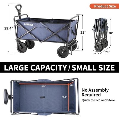 Folding Wagon,the Combination Of 600D Oxford Fabric And PVC Material Allows This Folding Wagon To Support Up To 220 Lbs, Dark Navy Blue 4 Folding Wagon,the Combination Of 600D Oxford Fabric And PVC Material Allows This Folding Wagon To Support Up To 220 Lbs, Dark Navy Blue - Image 4