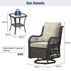 Whizmax 3 Pieces Outdoor Swivel Rocker Chair Set Of 2 With Glass Top Table, Outdoor Swivel Glider Rocker, Wicker Swivel Chair Set For Patio Porch Pool 14 Whizmax 3 Pieces Outdoor Swivel Rocker Chair Set Of 2 With Glass Top Table, Outdoor Swivel Glider Rocker, Wicker Swivel Chair Set For Patio Porch Pool -Garvee Sales GUEST 91f2cce7 fa45 4169 8092 3b0358c31fcd