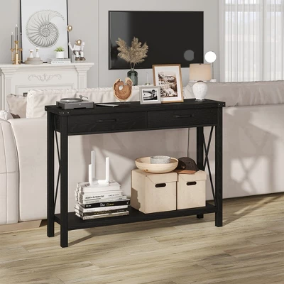 Whizmax Console Table With 2 Drawers, Farmhouse Entryway Table With Storage Shelf, Accent Wood Sofa Table For Living Room, Hallway, Foyer 2 Whizmax Console Table With 2 Drawers, Farmhouse Entryway Table With Storage Shelf, Accent Wood Sofa Table For Living Room, Hallway, Foyer - Image 2