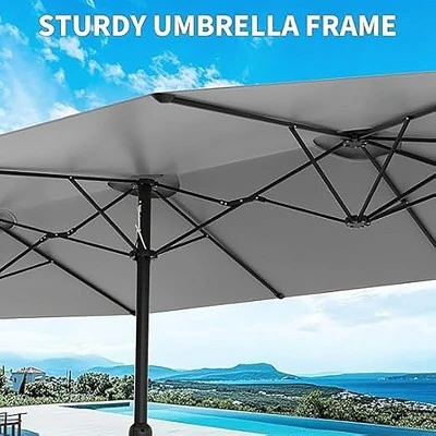 13ft Double-Sided Patio Umbrella, UV99% Protection, Fade-Resistant Outdoor Market Umbrella With Crank Handle, Alloy Steel Frame (No Base Included) 3 13ft Double-Sided Patio Umbrella, UV99% Protection, Fade-Resistant Outdoor Market Umbrella With Crank Handle, Alloy Steel Frame (No Base Included) - Image 3
