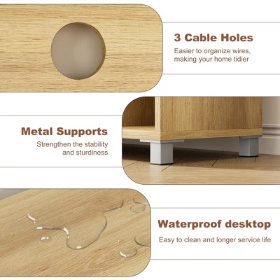 TV Stand For 65 Inch, Entertainment Center With Storage Shelves & Glass Doors – Wooden Media Console Cabinet For Living Room, Bedroom 7 TV Stand For 65 Inch, Entertainment Center With Storage Shelves & Glass Doors – Wooden Media Console Cabinet For Living Room, Bedroom - Image 7