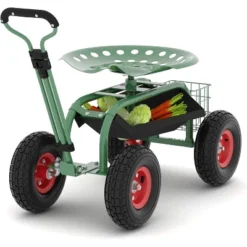 Heavy-Duty Rolling Garden Cart With Swivel Seat & Tool Tray,All-Terrain Wheels, Adjustable Height,for Planting, Weeding, And Yard Work,steel -Garvee Sales GUEST 92807407 c175 4b0f b19c 0a666b1e371e