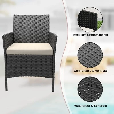 Patio Furniture Set 3 Pieces,Outdoor Patio Conversation Sets, PE Rattan Wicker Furniture Sets With 2 Chairs 9 Patio Furniture Set 3 Pieces,Outdoor Patio Conversation Sets, PE Rattan Wicker Furniture Sets With 2 Chairs - Image 9