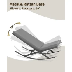 Outdoor Rocking Chairs Set Of 2, Indoor Lounge Rocker Chair With Padded Cushion & Metal Frame & Rattan Seat, For Garden, Backyard, Lawn, Patio 13 Outdoor Rocking Chairs Set Of 2, Indoor Lounge Rocker Chair With Padded Cushion & Metal Frame & Rattan Seat, For Garden, Backyard, Lawn, Patio -Garvee Sales GUEST 92ac0632 ca4e 4008 8f32 5f114638f2e1