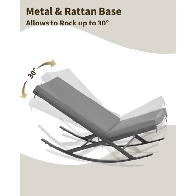 Outdoor Rocking Chairs Set Of 2, Indoor Lounge Rocker Chair With Padded Cushion & Metal Frame & Rattan Seat, For Garden, Backyard, Lawn, Patio 6 Outdoor Rocking Chairs Set Of 2, Indoor Lounge Rocker Chair With Padded Cushion & Metal Frame & Rattan Seat, For Garden, Backyard, Lawn, Patio - Image 6