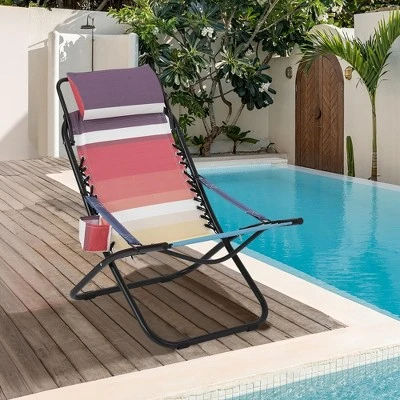 330lbs Capacity Folding Beach Chair With Headrest Lightweight Portable Foldable Recliner With Adjustable Backrest 2 330lbs Capacity Folding Beach Chair With Headrest Lightweight Portable Foldable Recliner With Adjustable Backrest - Image 2