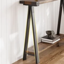 Farmhouse Entryway Table, Narrow Sofa Table With Open Storage Shelf, Metal Frame Skinny Console Table With V-Shaped Leg Design 9 Farmhouse Entryway Table, Narrow Sofa Table With Open Storage Shelf, Metal Frame Skinny Console Table With V-Shaped Leg Design -Garvee Sales GUEST 92f85f30 d13a 458c bc57 b1211f7fb170
