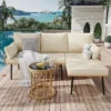 3-Piece L-Shaped Patio Furniture Set, Outdoor Conversation Sofa Set With PE Wicker