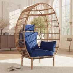Wicker Egg Chair With Cushion, Rattan Patio Chair For Outdoor Indoor, 500 Lbs Egg Shape Balcony Chair For Living Room, Backyard 16 Wicker Egg Chair With Cushion, Rattan Patio Chair For Outdoor Indoor, 500 Lbs Egg Shape Balcony Chair For Living Room, Backyard -Garvee Sales GUEST 93103285 edbe 4e1a 9dd9 f1b69aeb8db3