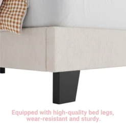 Twin Bed Frames, Corduroy Upholstered Twin Size Bed Frame Platform With Adjustable Headboard, Cute Velvet Twin Bed, Strong Wooden Slats -Garvee Sales GUEST 931d97dd 7b3e 49d3 999b d474c52887d6