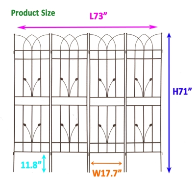4 Pack Metal Garden Trellis 71" X 17.7" Rustproof Trellis For Climbing Plants Outdoor Flower Support Brown 5 4 Pack Metal Garden Trellis 71" X 17.7" Rustproof Trellis For Climbing Plants Outdoor Flower Support Brown - Image 5